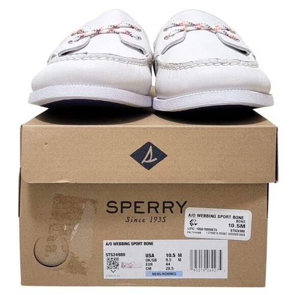 Sperry Men A/O Webbing Sport Boat Shoes Size US 10.5M Bone White Leather - Picture 7 of 7